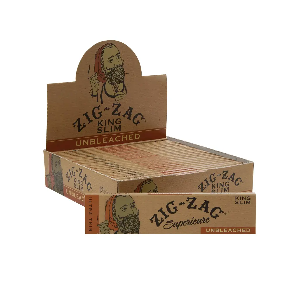 [008660007285] Zig-Zag Paper King Slim Unbleached 24 ct. 