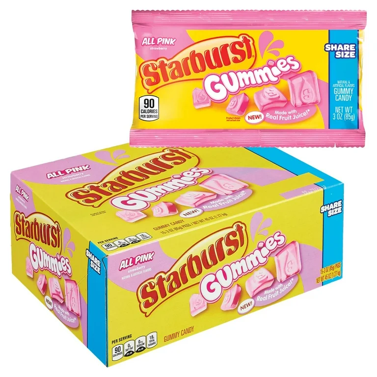 Starbursts Gummies All Pink Share Size 15 ct.