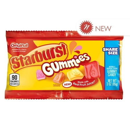 Starburst Gummies King Size  Juicy Fruit Flavored Snack  3 Oz (Pack of 15)