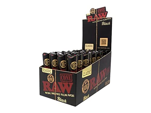 RAW CONES 1 1/4 BLACK 6/32CT