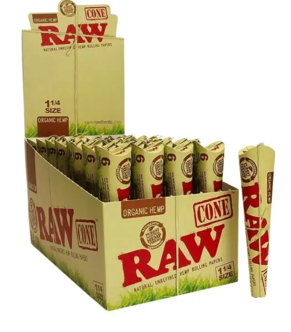 RAW CONES 1 1/4 ORGANIC HEMP 6/32CT