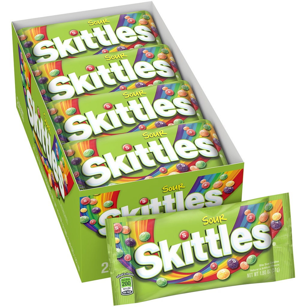 Skittles Sour Candy, Full Size, Bag, 1.8 Oz