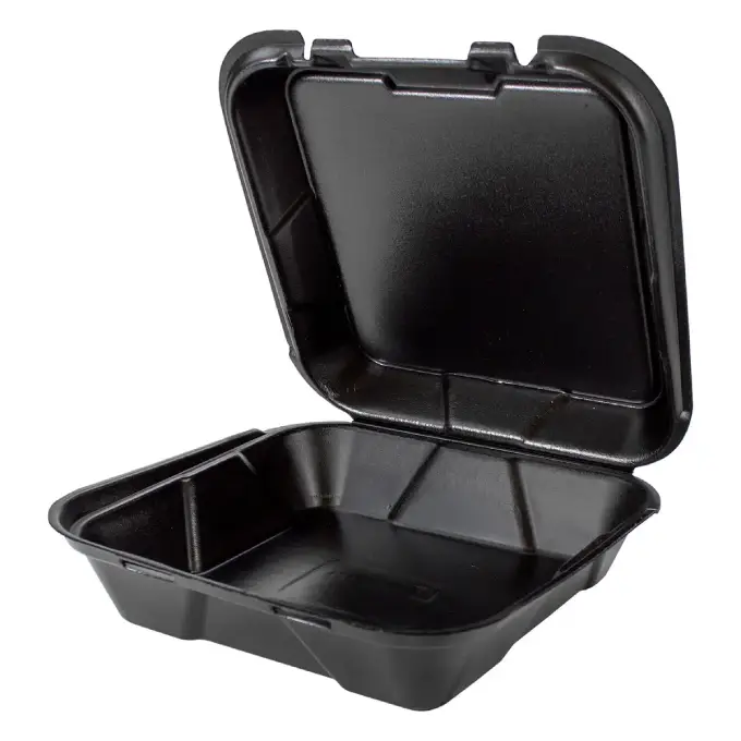 [00806795038330] SILVER LARGE HINGED CONTAINER 2/100 CT. (BLACK)