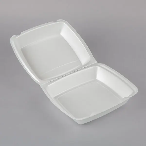 [00806795007404] CONTAINER FOAM 1-COMPARTMENT 8.25X8X3 WHITE HINGED SNAP-IT MEDIUM 2/100 CT