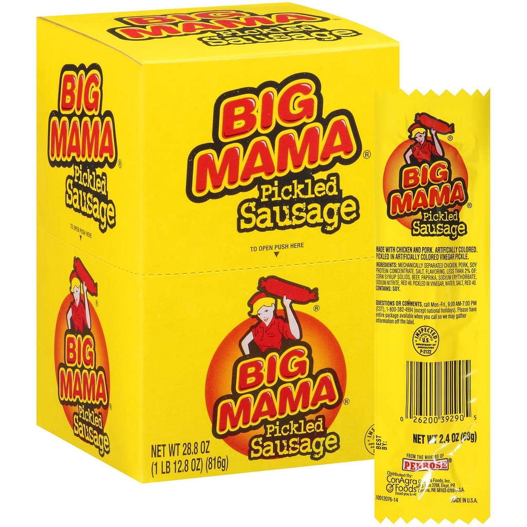 Big Mama Pickled Sausage 2.4 oz, 12 ct.