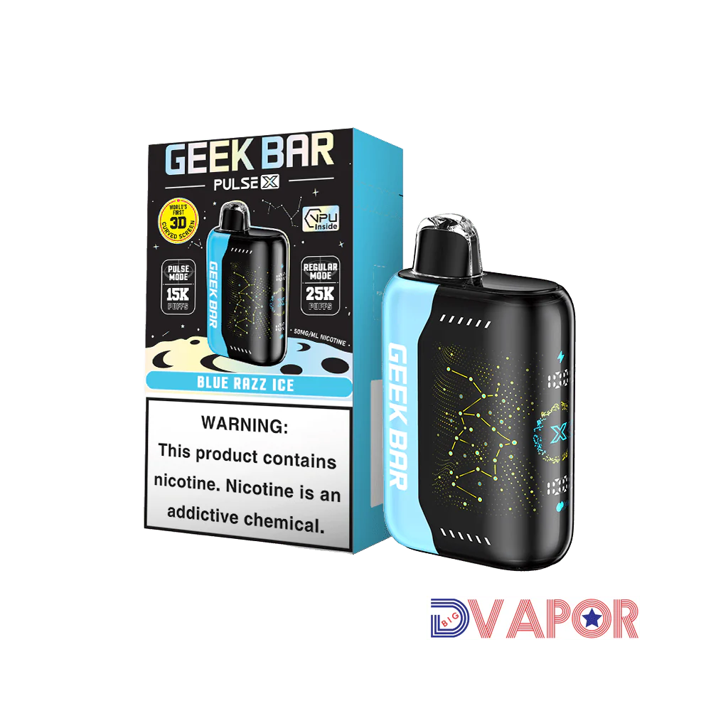 GEEK BAR PULSE X 25K BLUE RAZZ ICE 5CT | Fadah Distribution