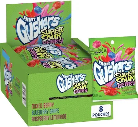 [016000135512] FRUIT GUSHER SUPER SOUR BRY 8