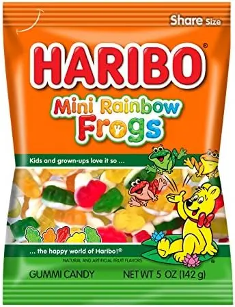 [00042238472730] Haribo Gummy Bag Mini Rainbow Frogs 12ct, 5 oz