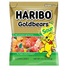 [00042238312364] Haribo Gummy Bag Sour Goldbears 12ct, 3.6 oz