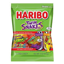 [00042238377547] Haribo Gummy Bag Twin Snakes 12ct, 5 oz