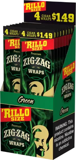[784762078544] Zig-Zag Green Cigar Wraps 4/1.49