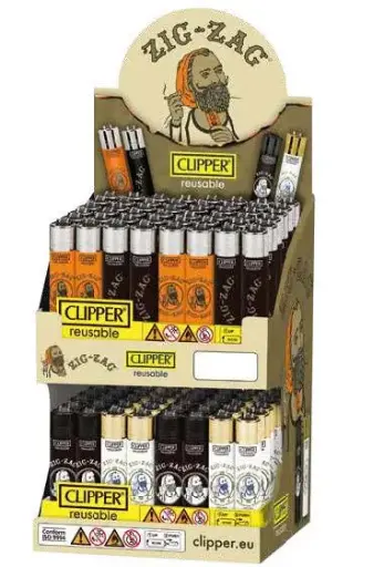 [091585047047] CLIPPER LIGHTERS CP11 ZIG ZAG 96CT DISPLAY COLLECTIONS - DISPLAY NEW DESIGNS