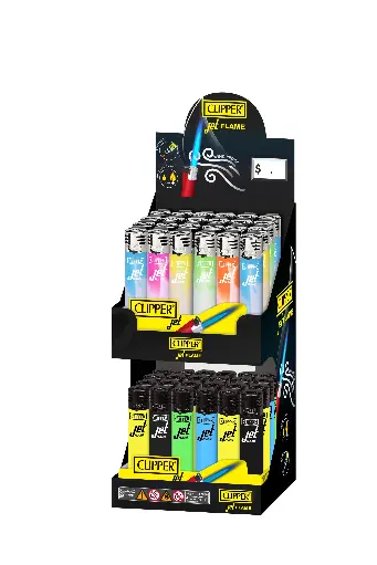 [091585045425] CLIPPER LIGHTERS CKJ11 JET 2-TIER MIX PAINTED D48 - DISPLAY