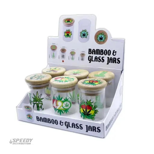 [6325689545210] Bamboo & Glass Jars (6ct)