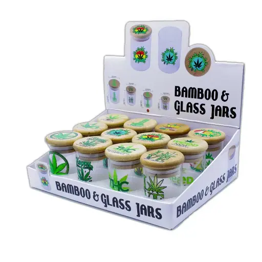 [63256895452101] Bamboo & Glass Jars 12ct