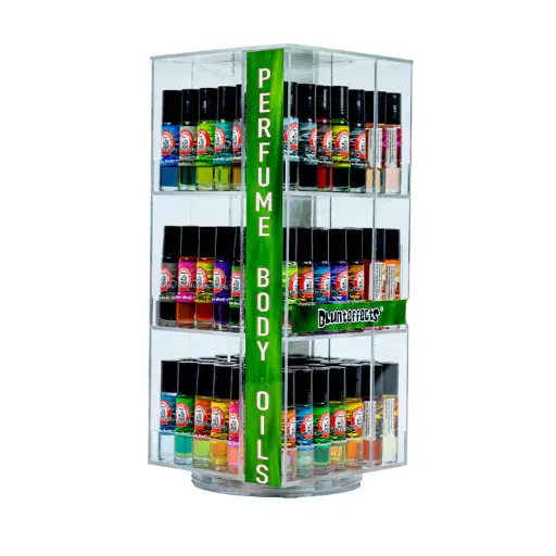 [022786110001] Blunteffects® Perfume Body Oil Acrylic Display - 120 COUNT