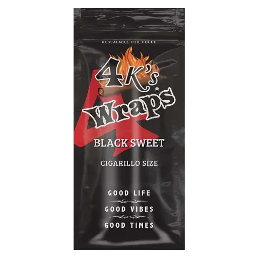 [842426164405] 4K Wraps Black Sweet 4/1.29 30 ct.