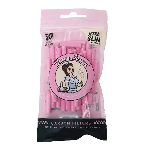 [051497383695] Blazy Susan Pink Carbon Filters 50 ct. XTRA SLIM 5.9MM