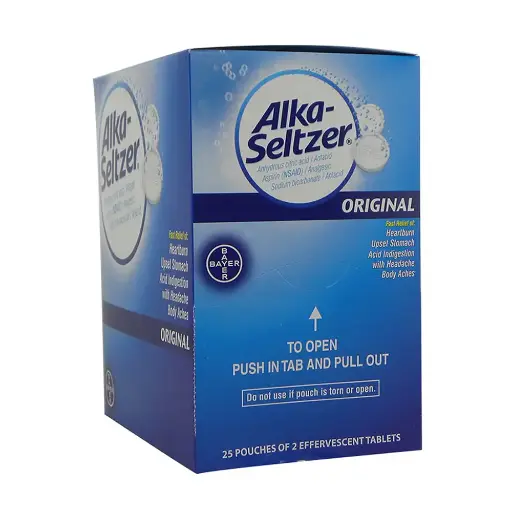 [655708018279] Alka-seltzer Original Effervescent Tablets, 25 Pouches of 2 Tablets Each