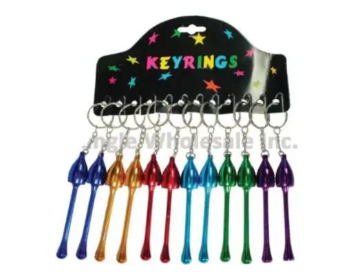 [4242424] Metal Pipe, Mushroom Shape in a Keychain, 12 ct