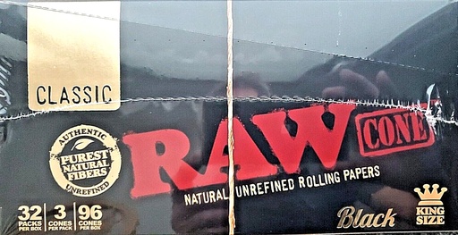 RAW Cones King Size Black 3/32CT