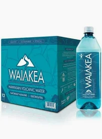 Waiakea Naturally Alkaline Hawaiian Volcanic Water  Natural Electrolytes & Minerals  1 L - 12 Pack