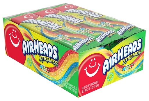 Airheads Xtremes Sour Belts  Sweetly Sour Chewy Candy  2 Ounce Packs  18 Count