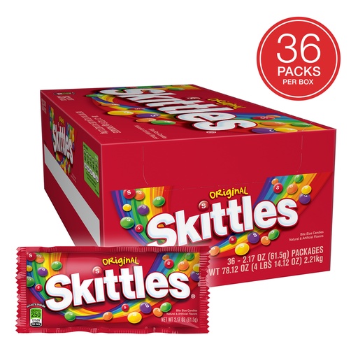 [040000011606] Skittles Chewy Candy, Original, 2.17 Oz Bag, 36 Bags