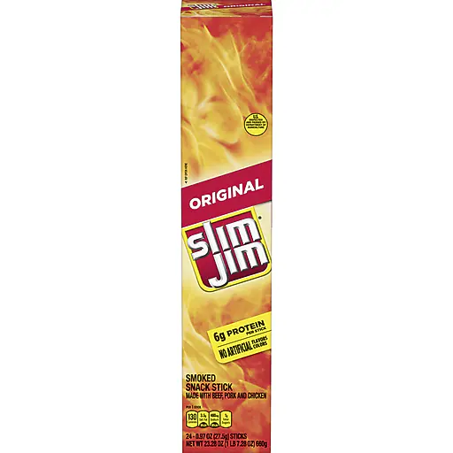 [026200117058] Slim Jim Original Smoked Beef Meat Stick, .97 Oz, 24/Box
