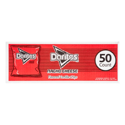 [028400044035] Doritos Nacho Cheese Tortilla Chips, 1 Oz Snack Bag, 50/Carton