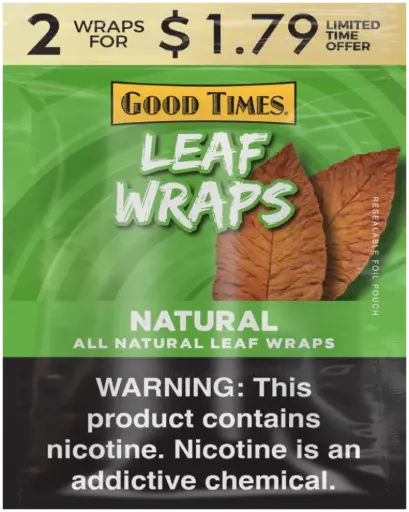[842426185431] GOOD TIMES LEAF WRAPS NATURAL 25/2CT
